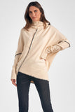 Elan Clothing Vanilla Sweater STyle SWL10534 in beige;Elan Turtle Neck Poncho Sweater; 