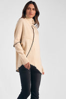 Elan Clothing Vanilla Sweater STyle SWL10534 in beige;Elan Turtle Neck Poncho Sweater; 