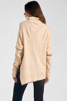 Elan Clothing Vanilla Sweater STyle SWL10534 in beige;Elan Turtle Neck Poncho Sweater; 