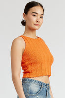 Emory Park Clothing Rib Cropped Tank Top Style IMK9850T in Orange;Cropped Ribbed Knit Tank Top;Orange Tank Top; 