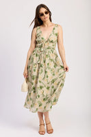 En Saison Clothing Linden Maxi Dress Style IEI4550D in Sage Emerald Yellow Floral; 
