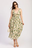 En Saison Clothing Linden Maxi Dress Style IEI4550D in Sage Emerald Yellow Floral; 