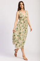 En Saison Clothing Linden Maxi Dress Style IEI4550D in Sage Emerald Yellow Floral; 