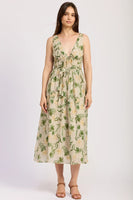 En Saison Clothing Linden Maxi Dress Style IEI4550D in Sage Emerald Yellow Floral; 