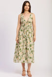 En Saison Clothing Linden Maxi Dress Style IEI4550D in Sage Emerald Yellow Floral; 