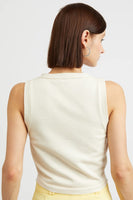 Ensaison Clothing Bridget Vest Style IEA3609T in Cream;knit vest top