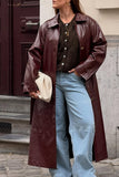 FRNCH Paris Clothing Halimi Trench Coat Style CHC25623 BRDEX in Bordeaux; Bordeaux Red Faux Leather Fall/Winter Trench Coat