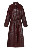 FRNCH Paris Clothing Halimi Trench Coat Style CHC25623 BRDEX in Bordeaux; Bordeaux Red Faux Leather Fall/Winter Trench Coat