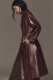 FRNCH Paris Clothing Halimi Trench Coat Style CHC25623 BRDEX in Bordeaux; Bordeaux Red Faux Leather Fall/Winter Trench Coat