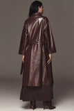 FRNCH Paris Clothing Halimi Trench Coat Style CHC25623 BRDEX in Bordeaux; Bordeaux Red Faux Leather Fall/Winter Trench Coat