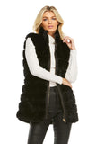 Fabulous Furs Clorthing Weekender Zip Vest Style 14624-Bla in Black;Black All-Weather Reversible Vest;Reversible Faux Fur Vest