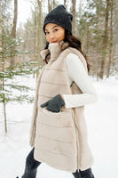 Fabulous Furs Weekender Zip Vest Style 14667 in Olive and in Stone; 