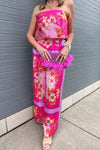 Fate By LFD Designs in Pink Floral Strapless Jumpsuit Style FR45037 in Pink Multi;Strapless Pink Floral Jumpsuit