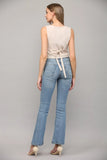 Fate by LFD Embroidered Front Button Closure Knitted Vest Style FW9374 in Natural;Cropped Knit Vest;Knit VEst Top;Fate by LFD Knit Vest; 