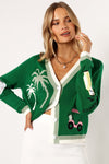 Fate by LFD Gold Embroidered Patch Cardigan Style LW2119 in Field Green;Gold Themed Cardigan;Golf Cardigan; 