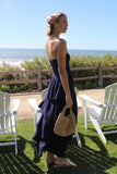 Felicite Apparel Strapless Tier Maxi Dress Style 4900-113 in Gauze Navy; 