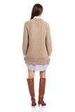 Fifteen Twenty Clothing Carrie Mixed Media Dress Style 3F89978 in Wheat; Preppy Layered Sweater Dress