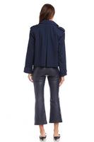 Fifteen Twenty Clothing Chelsea Cropped Trench Jacket Style 3F33900 in Navy; Navy Blue Cropped Fall Trench; Double Breasted Outerwear Jacket Jacket; 