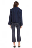 Fifteen Twenty Clothing Chelsea Cropped Trench Jacket Style 3F33900 in Navy; Navy Blue Cropped Fall Trench; Double Breasted Outerwear Jacket Jacket; 