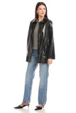 Fifteen Twenty Clothing Janet Faux Patent Leather Jacket Style 4F34009 in Black; Black Patent Faux Leather Mid Length Jacket; 