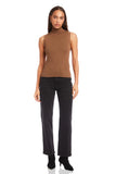 Fifteen Twenty Clothing Kelli Turtleneck Sweater Style 3F89980 in Mocha; Brown Ribbed Sleeveless Fall Turtleneck top