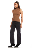 Fifteen Twenty Clothing Kelli Turtleneck Sweater Style 3F89980 in Mocha; Brown Ribbed Sleeveless Fall Turtleneck top