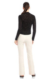 Fifteen Twenty Clothing Khami Velvet Burnout Shirred Top style 3F39702 in Leopard Black; Black Velvet Leopard embossed Semi Sheer Night Out Top