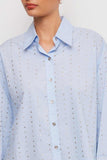 Fifteen Twenty Clothing Lisa Embellished Button Up Top Style 3F61701 SKY in Sky Blue; A Modern Classic Button front top with crystal embellishments
