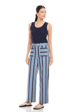 Fifteen Twenty Clothing Lynny Patch Pocket Pants Style 1F48901 in Blue Cream; Women's striped cotton elastane blend patch pocket straight wide leg spring summer pant