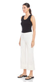 Fifteen Twenty Clothing Regina Cuff Cropped Pants Style F09013 in Off White; women's cotton viscose blend wide leg pull-on cropped cuffed spring summer pant