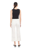 Fifteen Twenty Clothing Regina Cuff Cropped Pants Style F09013 in Off White; women's cotton viscose blend wide leg pull-on cropped cuffed spring summer pant