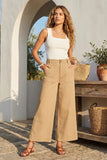 Fifteen Twenty Clothing Ryder Pants Style 1F45402 KHA in Khaki; Women's Khaki Tan Ankle Length Flare wide leg Spring Summer Pant.  Made in the USA.