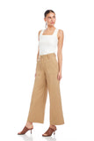 Fifteen Twenty Clothing Ryder Pants Style 1F45402 KHA in Khaki; Women's Khaki Tan Ankle Length Flare wide leg Spring Summer Pant.  Made in the USA.