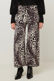Fifteen Twenty Clothing Rylee Cropped Pant Style 3F63505 PRT in Print; Leopard Printed High Rise Cropped Wide leg Corduroy Pant