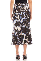 Fifteen Twenty Clothing Shadow Leaf Satin Midi Skirt Style 4F45588 Prt in Print;Leaf Printed Satin Midi Skirt;Fifteen Twenty Printed Satin Midi Skirt; 