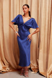 Fifteen Twenty Clothing Shailene Flutter Sleeve Dress Style 4F11822 DPB in Deep Blue; 