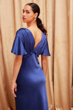 Fifteen Twenty Clothing Shailene Flutter Sleeve Dress Style 4F11822 DPB in Deep Blue; 