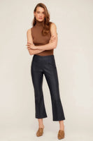 Fifteen Twenty Clothing Sigourney Pintuck Pants Style 3F34005 in Navy; Cropped Flare Faux Leather Fall Pant, Career Pant