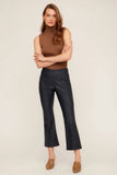 Fifteen Twenty Clothing Sigourney Pintuck Pants Style 3F34005 in Navy; Cropped Flare Faux Leather Fall Pant, Career Pant