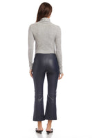 Fifteen Twenty Clothing Sigourney Pintuck Pants Style 3F34005 in Navy; Cropped Flare Faux Leather Fall Pant, Career Pant