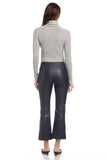 Fifteen Twenty Clothing Sigourney Pintuck Pants Style 3F34005 in Navy; Cropped Flare Faux Leather Fall Pant, Career Pant