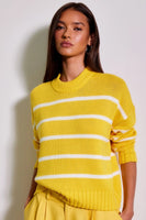 Fifteen Twenty Clothing Stripe Sweater STyle 1F89375 in Yellow;Striped Sweater;Yellow Sweater;Fifteen Twenty Yellow Striped Sweater; 