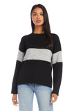 Fifteen Twenty Clothing Stripe Sweater Style 3F89375 in Black;Wide Stripe Sweater;Soft Crew Neck Sweater;Women's Fall Sweater