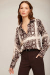 Fifteen Twenty Mia Bias Skirt Style 3F37600 Prt in Print;Fifteen Twenty Clothing Tess Half Placket Shirt Style 3F37601 in Print; 