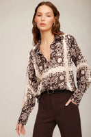 Fifteen Twenty Mia Bias Skirt Style 3F37600 Prt in Print;Fifteen Twenty Clothing Tess Half Placket Shirt Style 3F37601 in Print; 