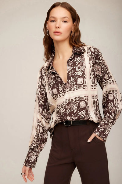 Fifteen Twenty Mia Bias Skirt Style 3F37600 Prt in Print;Fifteen Twenty Clothing Tess Half Placket Shirt Style 3F37601 in Print; 
