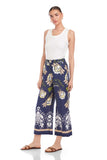 Fifteen Twenty Clothing Tilly Cropped Pants Style 1F53002 in Print; Viscose linen blend high rise relaxed wide leg floral vine printed spring summer resort pant