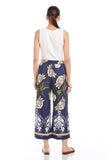 Fifteen Twenty Clothing Tilly Cropped Pants Style 1F53002 in Print; Viscose linen blend high rise relaxed wide leg floral vine printed spring summer resort pant