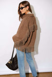 Fifteen Twenty Clothing Yara Fringe Jacket Style 4F72200 WHE in Wheat; Brown, Wool Blend, over-sized, western inspired, fringe jacket.