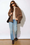 Fifteen Twenty Clothing Yara Fringe Jacket Style 4F72200 WHE in Wheat; Brown, Wool Blend, over-sized, western inspired, fringe jacket.